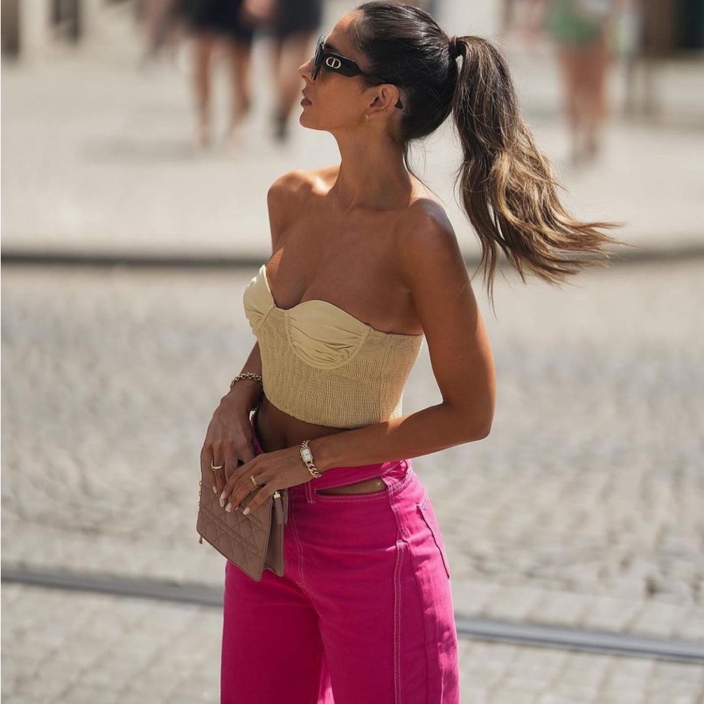 NWT Zara Linen Blend Crop Top - Picture 6 of 13
